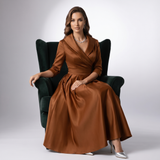 Robe Midi A-Line à Col Drapé