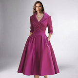 Robe Midi A-Line à Col Drapé