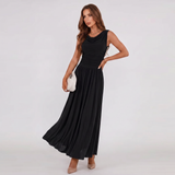 Robe Midi Plissée à Col Drapé