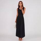 Robe Midi Plissée à Col Drapé