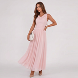 Robe Midi Plissée à Col Drapé