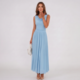 Robe Midi Plissée à Col Drapé