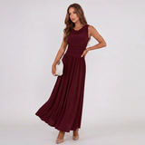 Robe Midi Plissée à Col Drapé