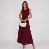 Robe Midi Plissée à Col Drapé