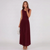 Robe Midi Plissée à Col Drapé