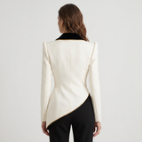 Blazer à Revers Asymétrique Contrasté