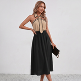 Blouse Halter à Bord Contrasté