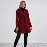 Manteau Croisé à Détails Contrastés