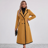 Manteau Croisé à Détails Contrastés