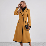 Manteau Croisé à Détails Contrastés