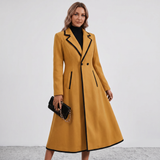 Manteau Croisé à Détails Contrastés