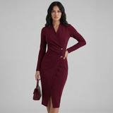 Robe Midi Croisée à Boutons