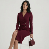 Robe Midi Croisée à Boutons