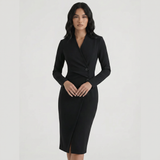 Robe Midi Croisée à Boutons
