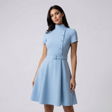 Robe A-Line à Col Montant et Ceinture