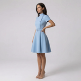 Robe A-Line à Col Montant et Ceinture