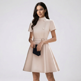 Robe A-Line à Col Montant et Ceinture