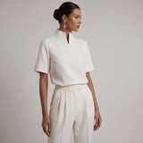 Blouse à col montant à manches courtes