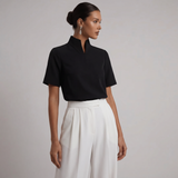Blouse à col montant à manches courtes