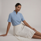Blouse à col montant à manches courtes