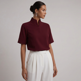 Blouse à col montant à manches courtes