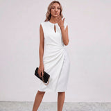 Robe Midi Drapée Lisandrah avec Découpe en Forme de Clé