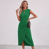 Robe Midi Drapée Lisandrah avec Découpe en Forme de Clé