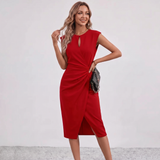 Robe Midi Drapée Lisandrah avec Découpe en Clé