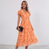 Robe Maxi Fleurie à Manches Volantes Lola