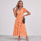 Robe Maxi Fleurie à Manches Volantes Lola