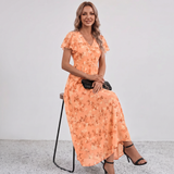 Robe Maxi Fleurie à Manches Volantes Lola