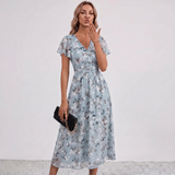Robe Maxi Fleurie à Manches Volantes Lola