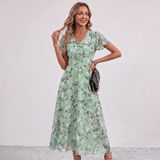 Robe Maxi Fleurie à Manches Volantes Lola