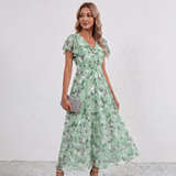 Robe Maxi Fleurie à Manches Volantes Lola