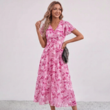 Robe Maxi Fleurie à Manches Volantes Lola