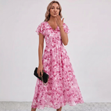 Robe Maxi Fleurie à Manches Volantes Lola