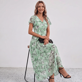 Robe Maxi Fleurie à Manches Volantes Lola
