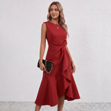 Robe midi à volants et nœud sur le côté Darlene