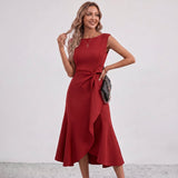 Robe midi à volants et nœud sur le côté Darlene
