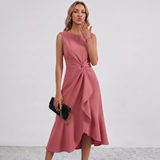 Robe midi à volants et nœud sur le côté Darlene