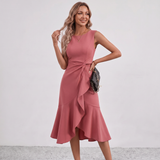 Robe midi à volants et nœud sur le côté Darlene