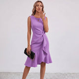 Robe midi à volants et nœud sur le côté Darlene