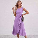 Robe midi à volants et nœud sur le côté Darlene