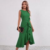 Robe midi à volants et nœud sur le côté Darlene