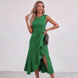 Robe midi à volants et nœud sur le côté Darlene