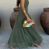 Robe Maxi Plissée Une Épaule Femme