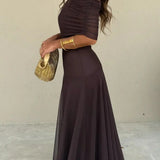 Robe Maxi Plissée Une Épaule Femme