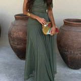 Robe Maxi Plissée Une Épaule Femme