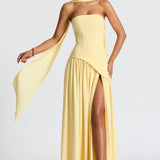 Robe Maxi Bustier Corset Foulard Fente Haute