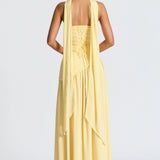 Robe Maxi Bustier Corset Foulard Fente Haute
